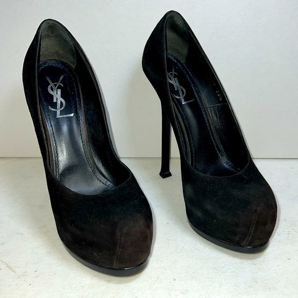 YSL HIGH HEEL AND PUMPS IN BLACK SUEDE - Picture 2 of 9